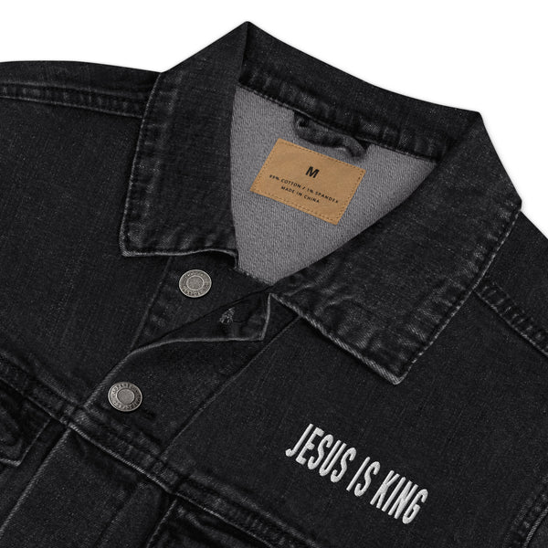 Jesus Is King Embroidered Unisex denim jacket, Christian Jacket