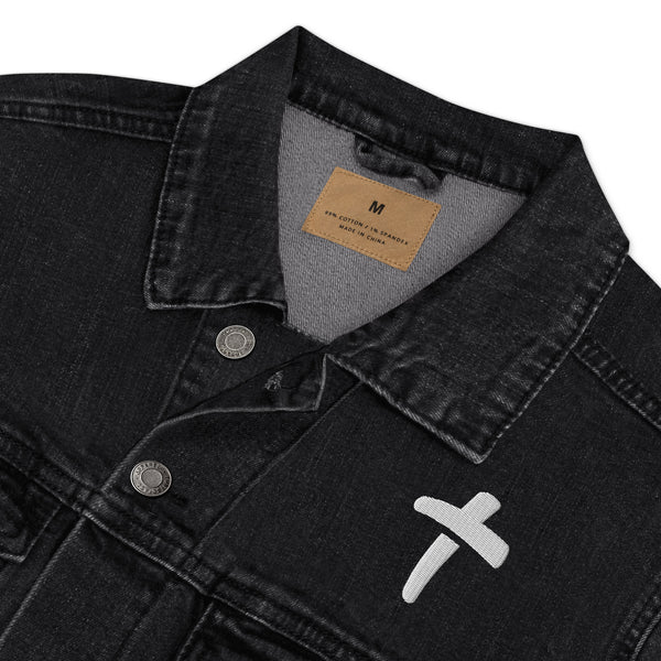 The Cross Embroidered Unisex denim jacket, Christian Jacket