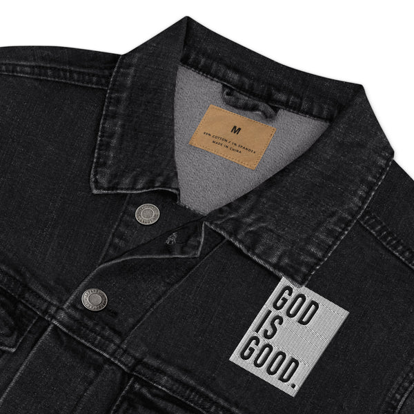 God Is Good Embroidered Unisex denim jacket, Christian Jacket