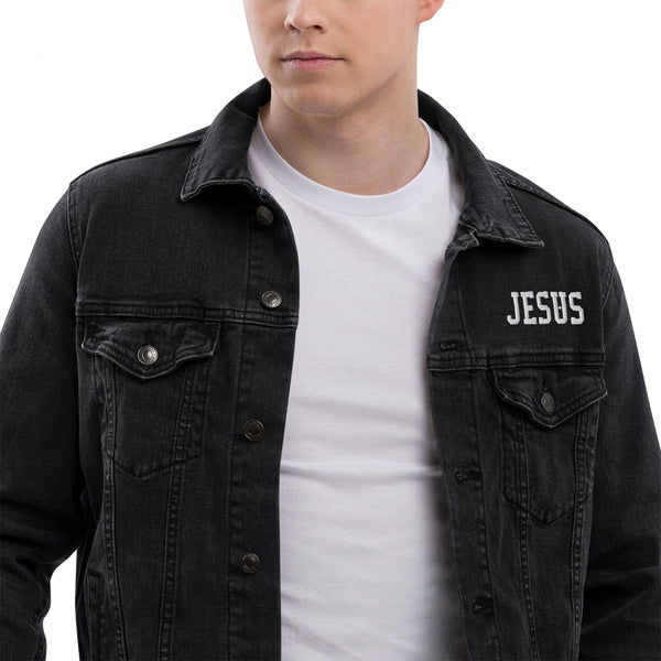 Jesus Embroidered Unisex denim jacket, Christian Jacket