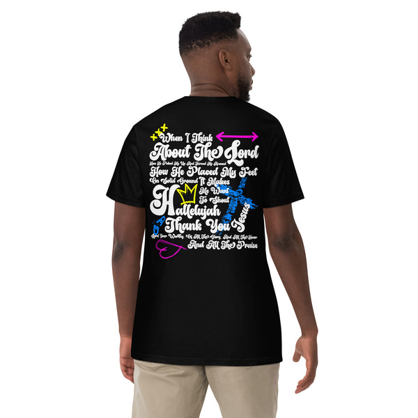 When I Think About The Lord Unisex garment-dyed heavyweight t-shirt - Back Print