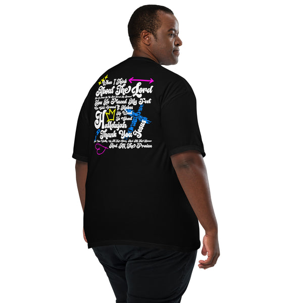 When I Think About The Lord Unisex garment-dyed heavyweight t-shirt - Back Print