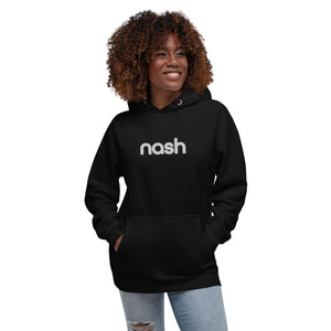 Nash Embroidered Unisex Hoodie, Center Lower, White Thread, Nash Hoodie, Nash Apparel