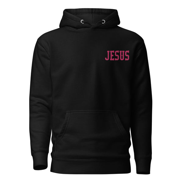 Jesus Pink Embroidered Unisex Hoodie, Christian Hoodie