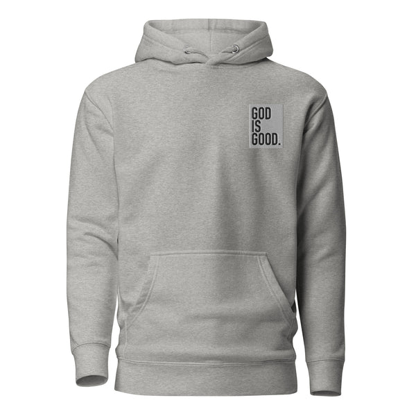 God Is Good White Boxed Embroidered Unisex Hoodie