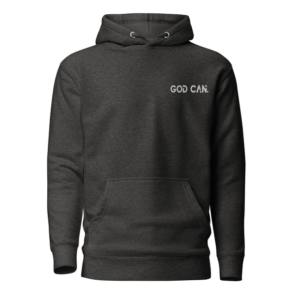 God Can White Embroidered Unisex Hoodie, Christian Hoodie