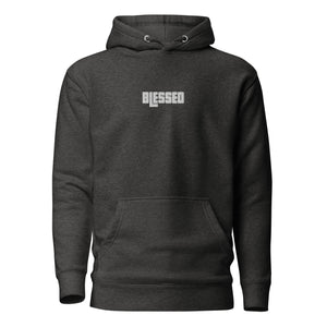 Blessed White Center Embroidered Unisex Hoodie, Christian Hoodie