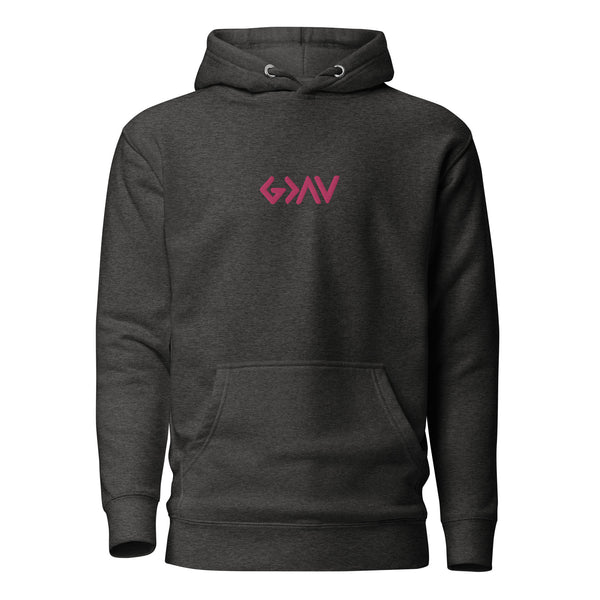 God Greater Than Highs and Lows Pink Center Embroidered Unisex Hoodie, Christian Hoodie