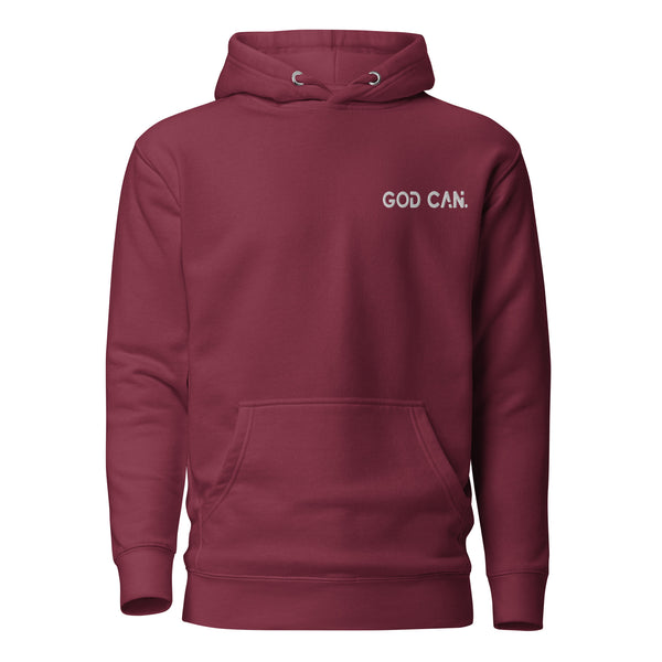 God Can White Embroidered Unisex Hoodie, Christian Hoodie