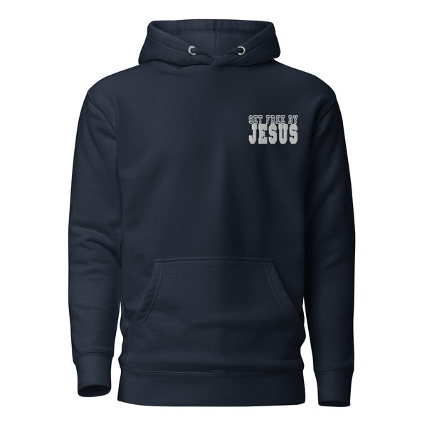 Set Free By Jesus Embroidered Unisex Hoodie, Christian Hoodie