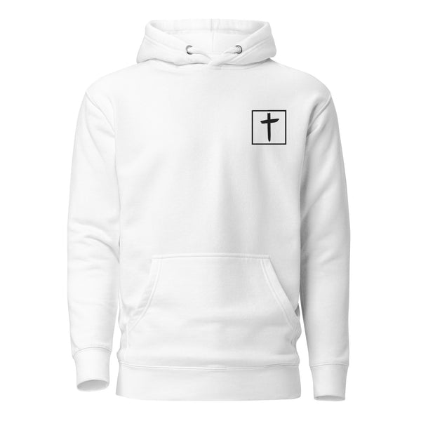 The Cross Boxed Black Embroidered Unisex Hoodie, Christian Hoodie