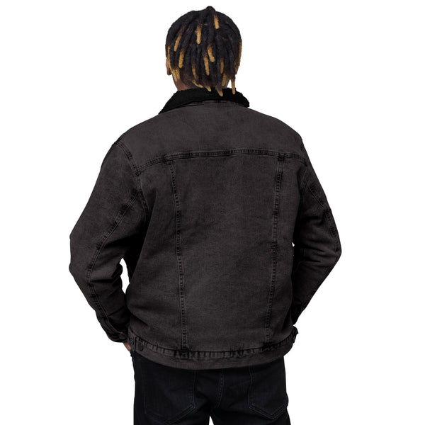Jesus Is King Embroidered Unisex denim sherpa jacket, Christian Jacket