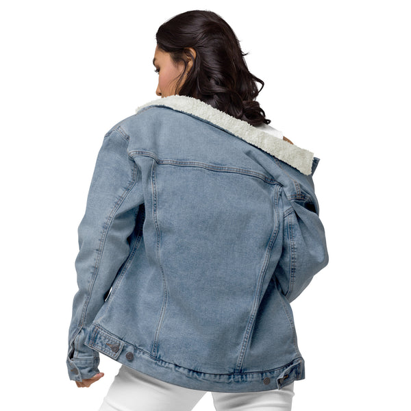 The Cross Embroidered Unisex denim sherpa jacket, Christian Jacket