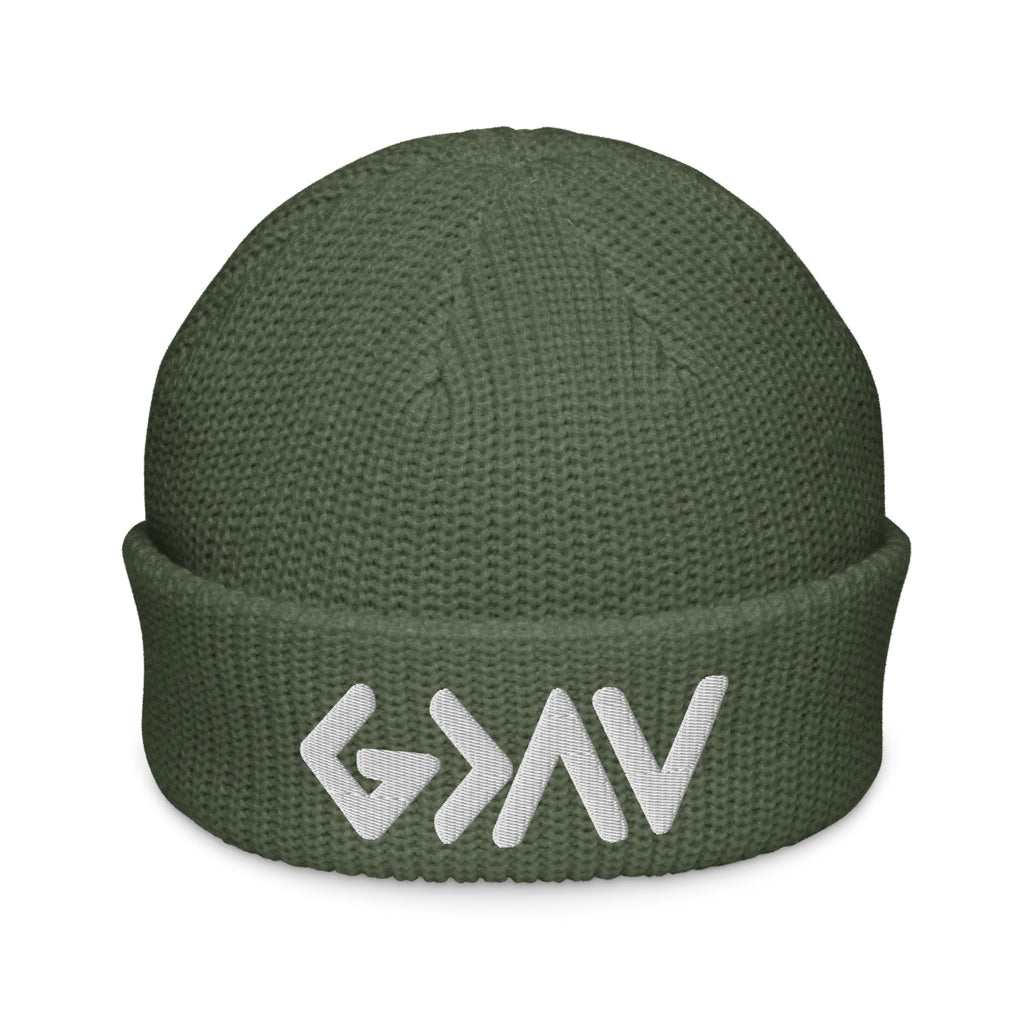 Stylish Christian Beanie in olive green with a modern logo for casual wear