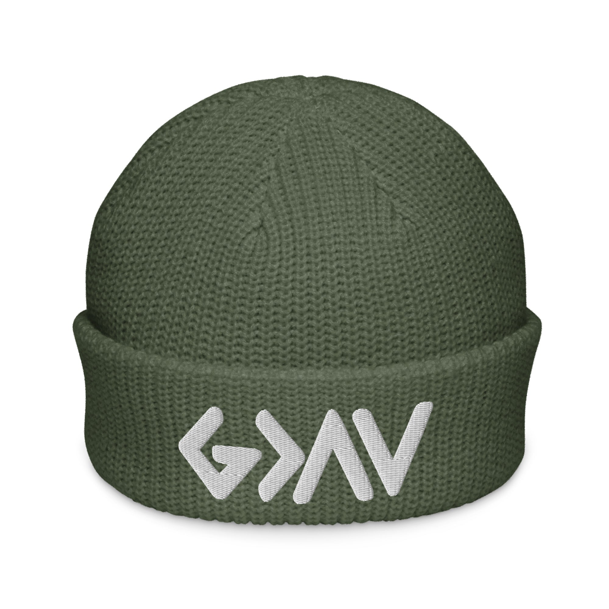 Stylish Christian Beanie in olive green with a modern logo for casual wear
