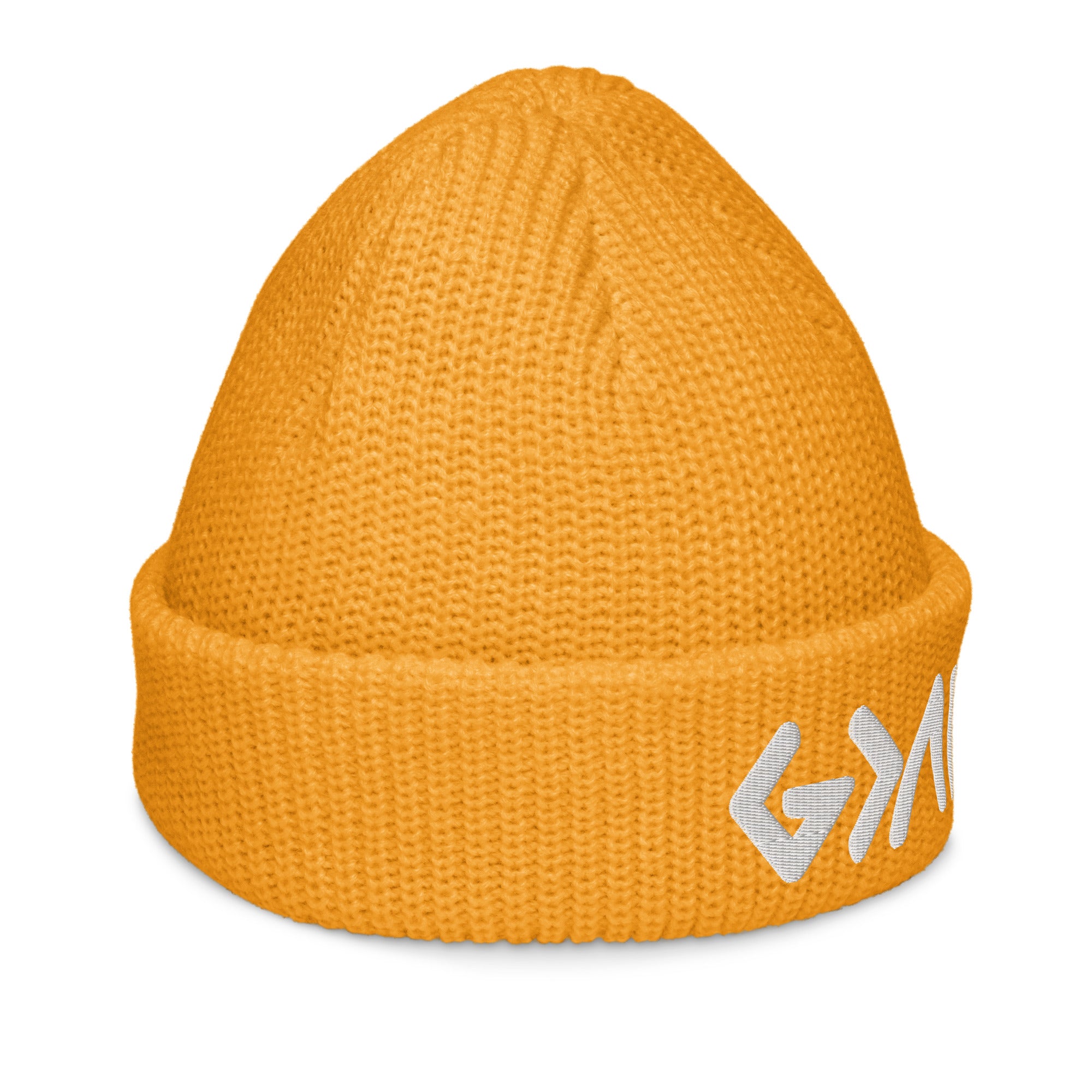 Bright orange Christian Beanie featuring a comfortable knit design and a bold logo