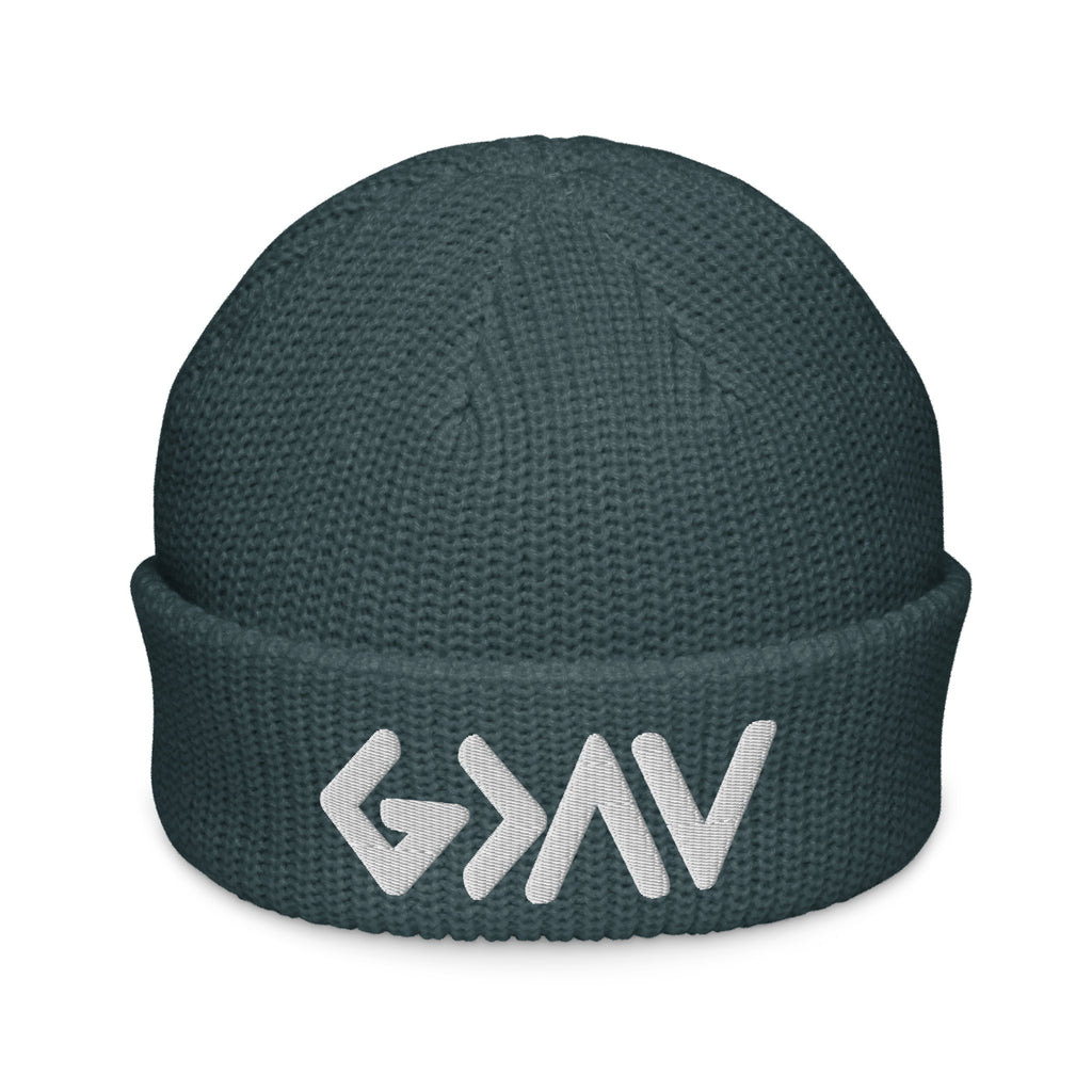 Dark green Christian Beanie featuring a stylish logo design for casual wear