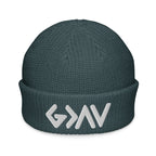 Dark green Christian Beanie featuring a stylish logo design for casual wear