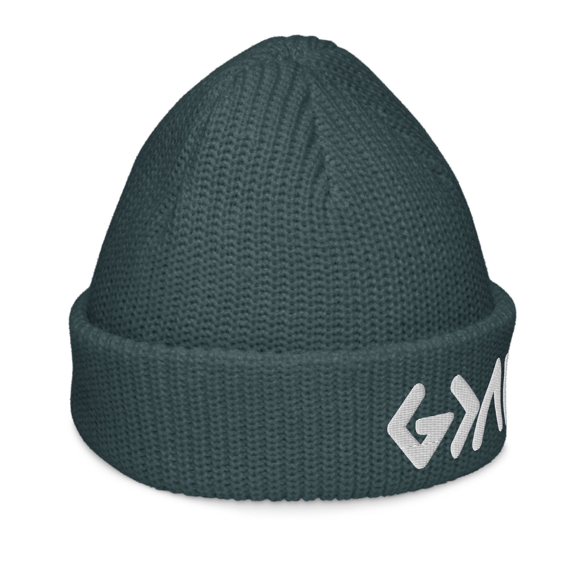 Rep The One Christian Beanie in dark green knit with a stylish fold-over design