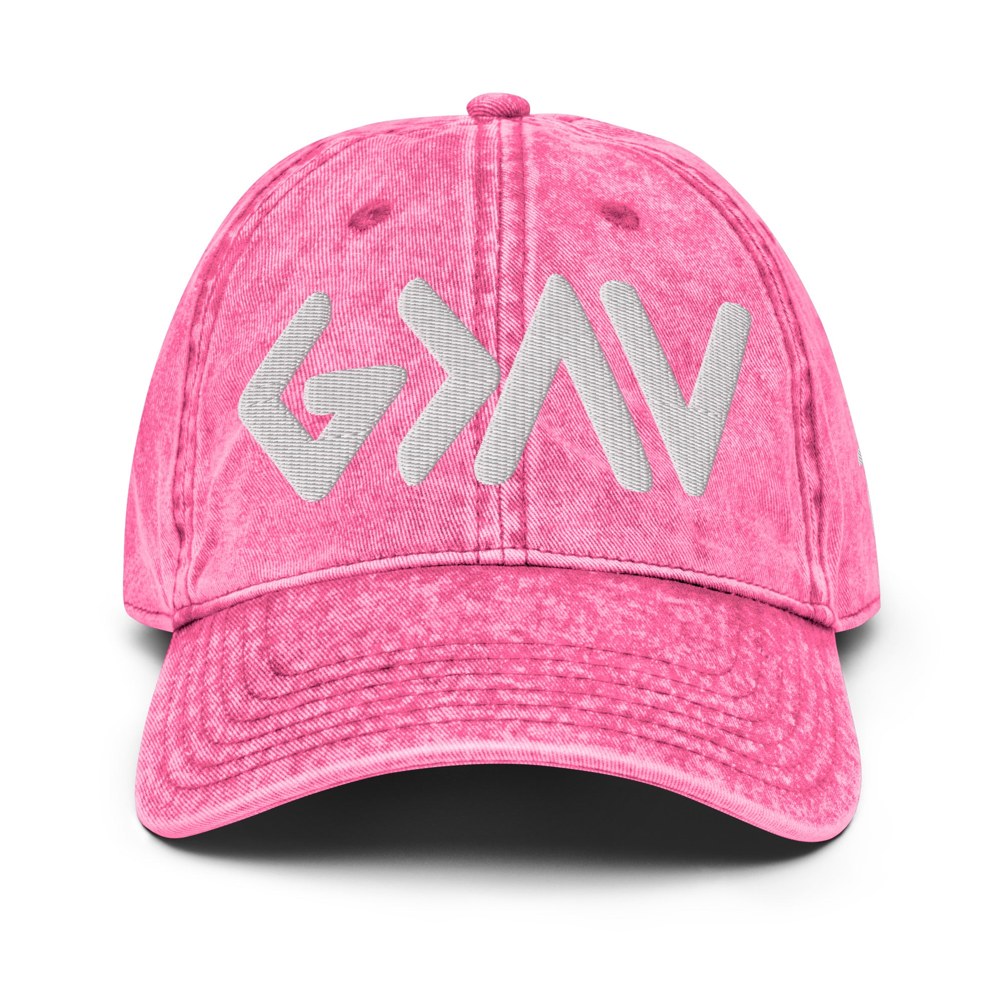 Pink Christian Embroidered Hat with a stylish denim texture for casual wear