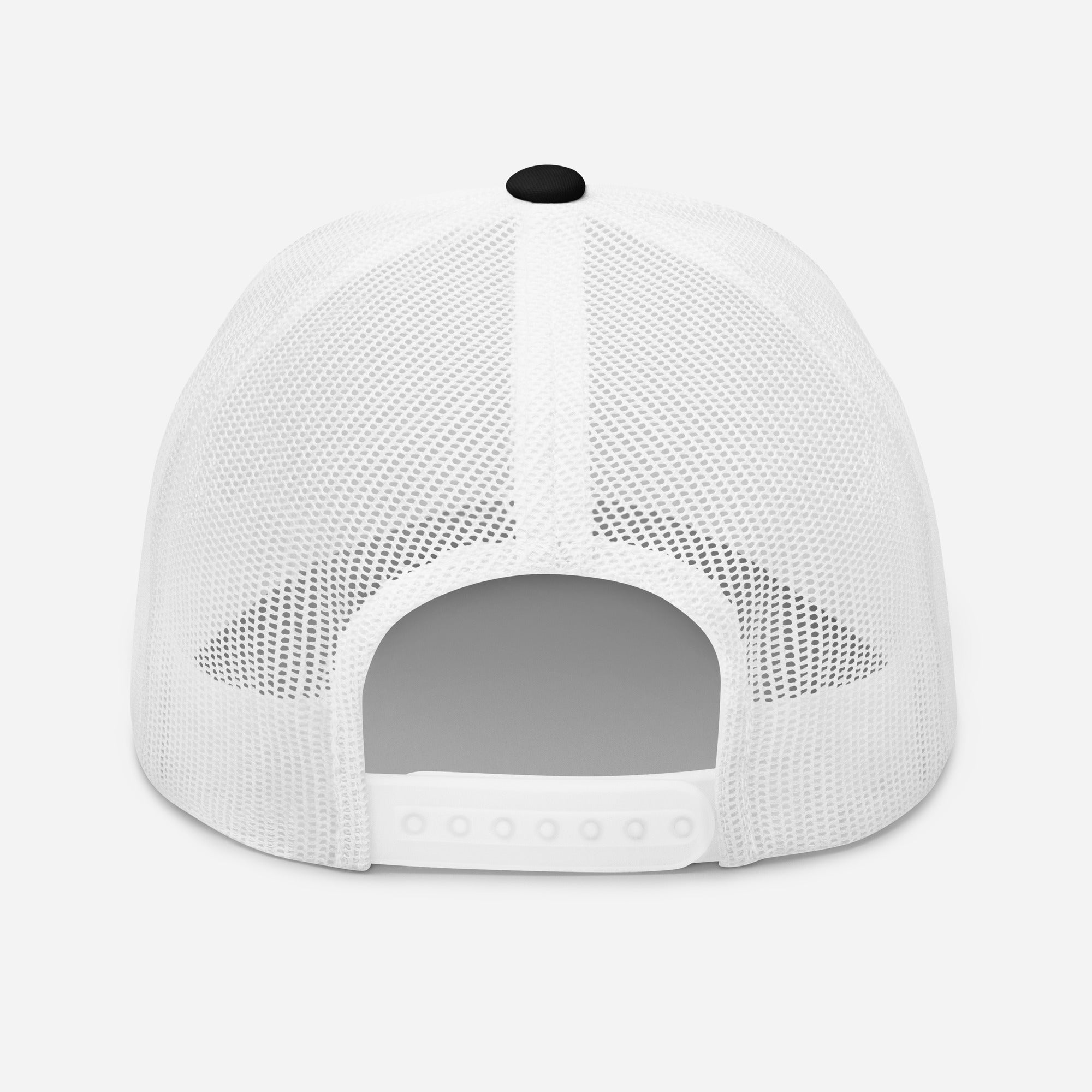 White Christian Embroidered Hat with breathable mesh and adjustable snapback closure