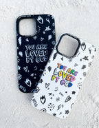 Elevated Faith Christian iPhone Case in black and white with colorful 'You Are Loved By God' design