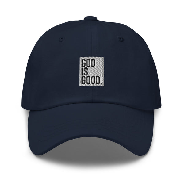 God Is Good, Black and White Thread Classic Embroidered Dad hat - Christian Hat