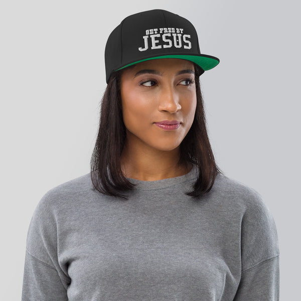 Set Free By Jesus Diamond Embroidered Snapback Hat - Christian Hat