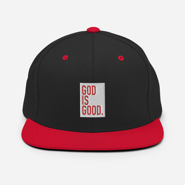 God Is Good, White and Red Thread Embroidered - Christian Hat