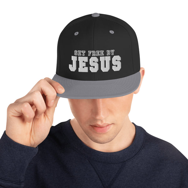 Set Free By Jesus 3d Puff Embroidered Snapback Hat - Christian Hat