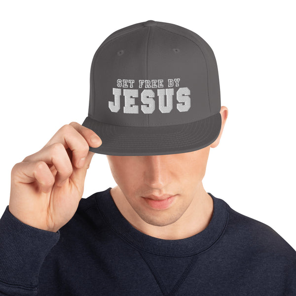 Set Free By Jesus 3d Puff Embroidered Snapback Hat - Christian Hat