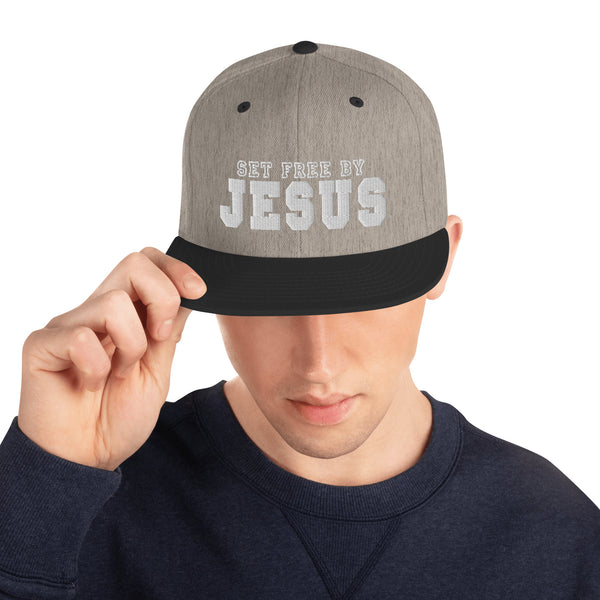 Set Free By Jesus 3d Puff Embroidered Snapback Hat - Christian Hat