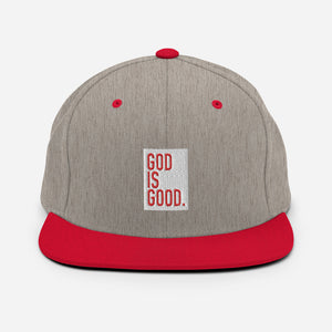 God Is Good, White and Red Thread Embroidered - Christian Hat