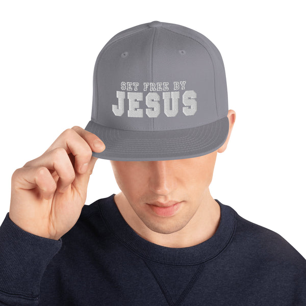 Set Free By Jesus 3d Puff Embroidered Snapback Hat - Christian Hat