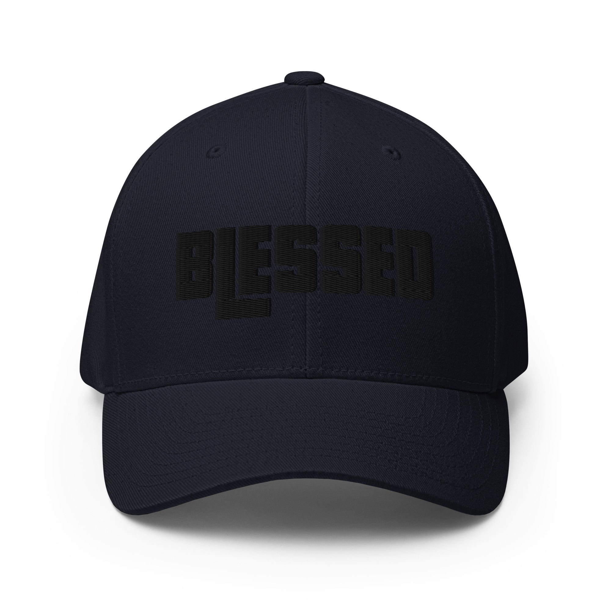 Blessed, Black 3d Puff Embroidered Flex Fitted Cap - Christian Hat