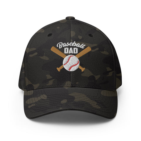 Baseball Dad Embroidered Structured Twill Cap, Hat, Baseball Bat