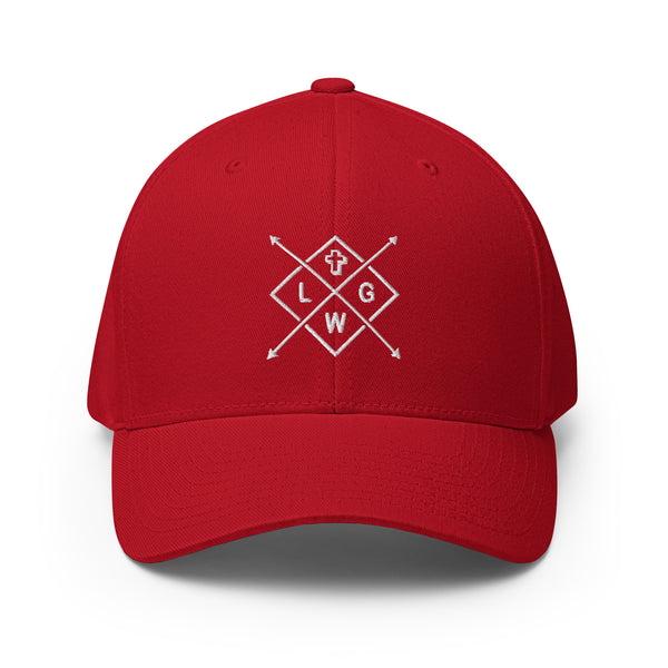 Let God Work Boxed, White Thread Embroidered Flex Fitted Cap - Christian Hat