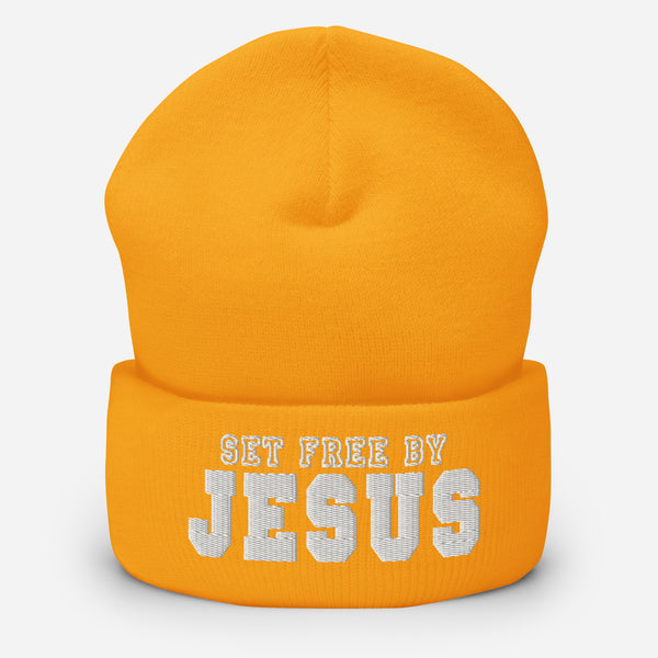 Set Free By Jesus 2 Embroidered Cuffed Beanie