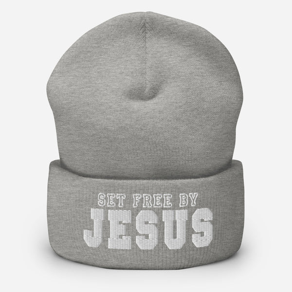 Set Free By Jesus 2 Embroidered Cuffed Beanie