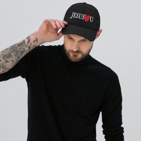 Jesus Love You Embroidered Christian Distressed Dad Hat