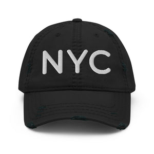 NYC 3d Puff Embroidered Distressed Dad Hat, New York Hat, New York City