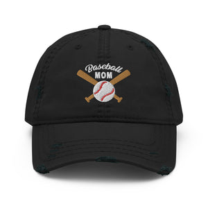 Baseball mom Embroidered Distressed Dad Hat, Baseball Bat
