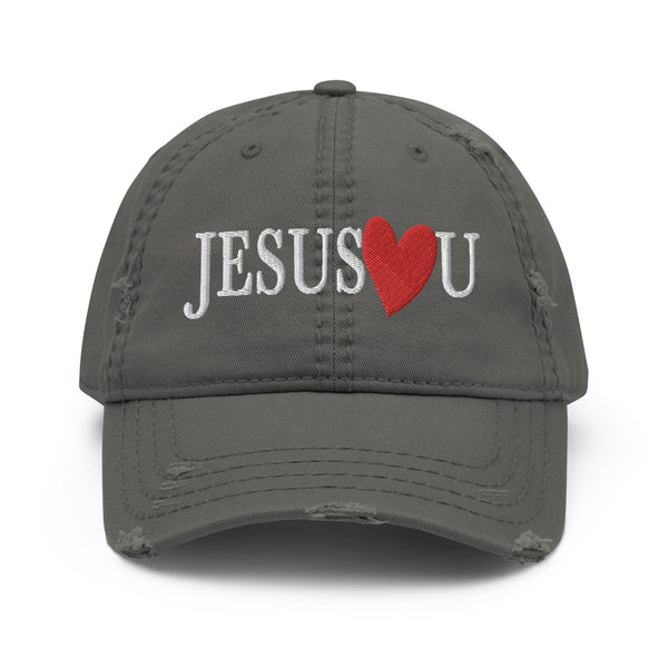 Jesus Love You Embroidered Christian Distressed Dad Hat