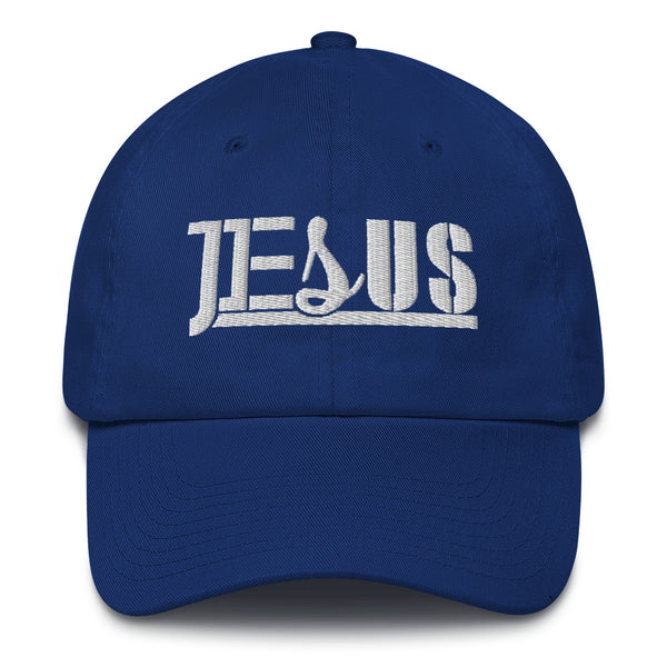 Jesus Fancy Font, White Thread Embroidered - Christian Hat