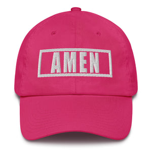 AMEN , White Thread 3d Puff Embroidered - Christian Hat