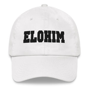 Elohim, Black Thread Embroidered Dad Hat - Christian Hat