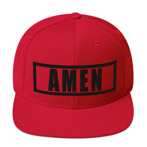 Amen Snapback Hat 3D Puff Embroidered w/Black Thread, Christian Hat, Christian Apparel