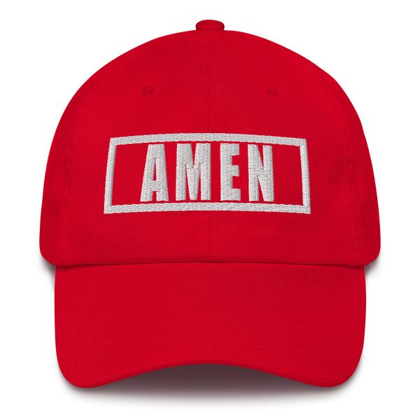 AMEN , White Thread 3d Puff Embroidered - Christian Hat