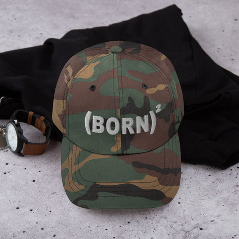 Born Again, White Thread Embroidered Dad Hat - Christian Hat