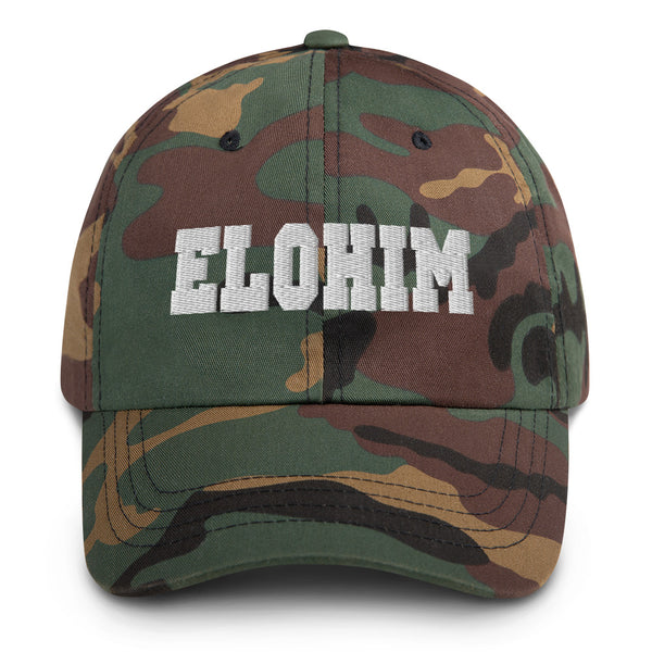 Elohim, White Thread Embroidered Dad hat - Christian Hat